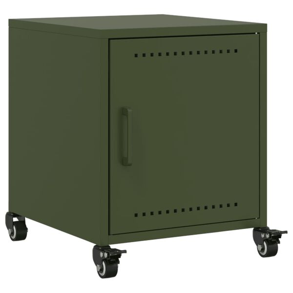 vidaXL Κομοδίνο Πράσινο Λαδί 36x39x43,5 εκ. από Χάλυβα