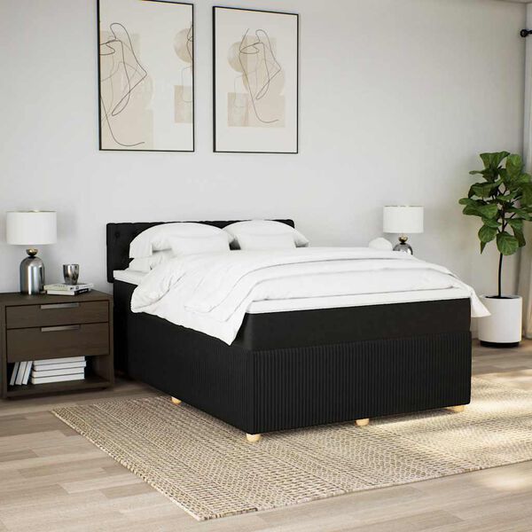 vidaXL &Kappa;&rho;&epsilon;&beta;ά&tau;&iota; Boxspring &mu;&epsilon; &Sigma;&tau;&rho;ώ&mu;&alpha; &Mu;&alpha;ύ&rho;&omicron; 140x200 &epsilon;&kappa;. &Upsilon;&phi;&alpha;&sigma;&mu;ά&tau;&iota;&nu;&omicron;
