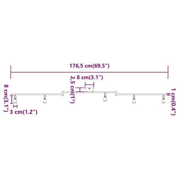 vidaXL Σποτ οροφής Βουρτσισμένο Νίκελ 176.5 x 9.5 x 14 εκ Ατσάλι