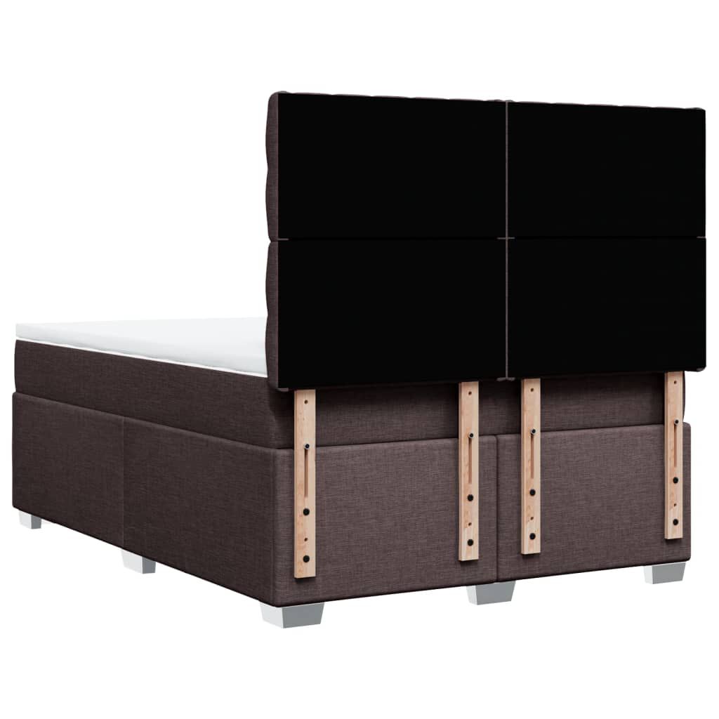 vidaXL Κρεβάτι Boxspring με Στρώμα Σκούρο Καφέ 140x190 εκ. Υφασμάτινο