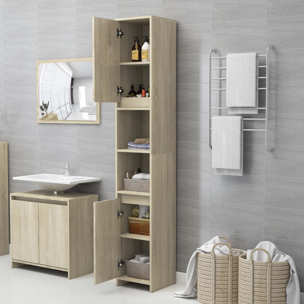 vidaXL Στήλη Μπάνιου Γκρι του Σκυροδέματος 30x30x183,5 εκ. Επεξ. Ξύλο