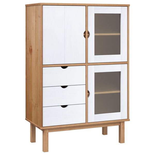vidaXL Ντουλάπι OTTA Καφέ & Λευκό 85x43x125 εκ. από Μασίφ Ξύλο Πεύκου