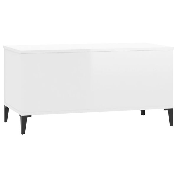 vidaXL Τραπεζάκι Σαλονιού Γυαλ. Λευκό 90x44,5x45 εκ. Επεξεργ. Ξύλο