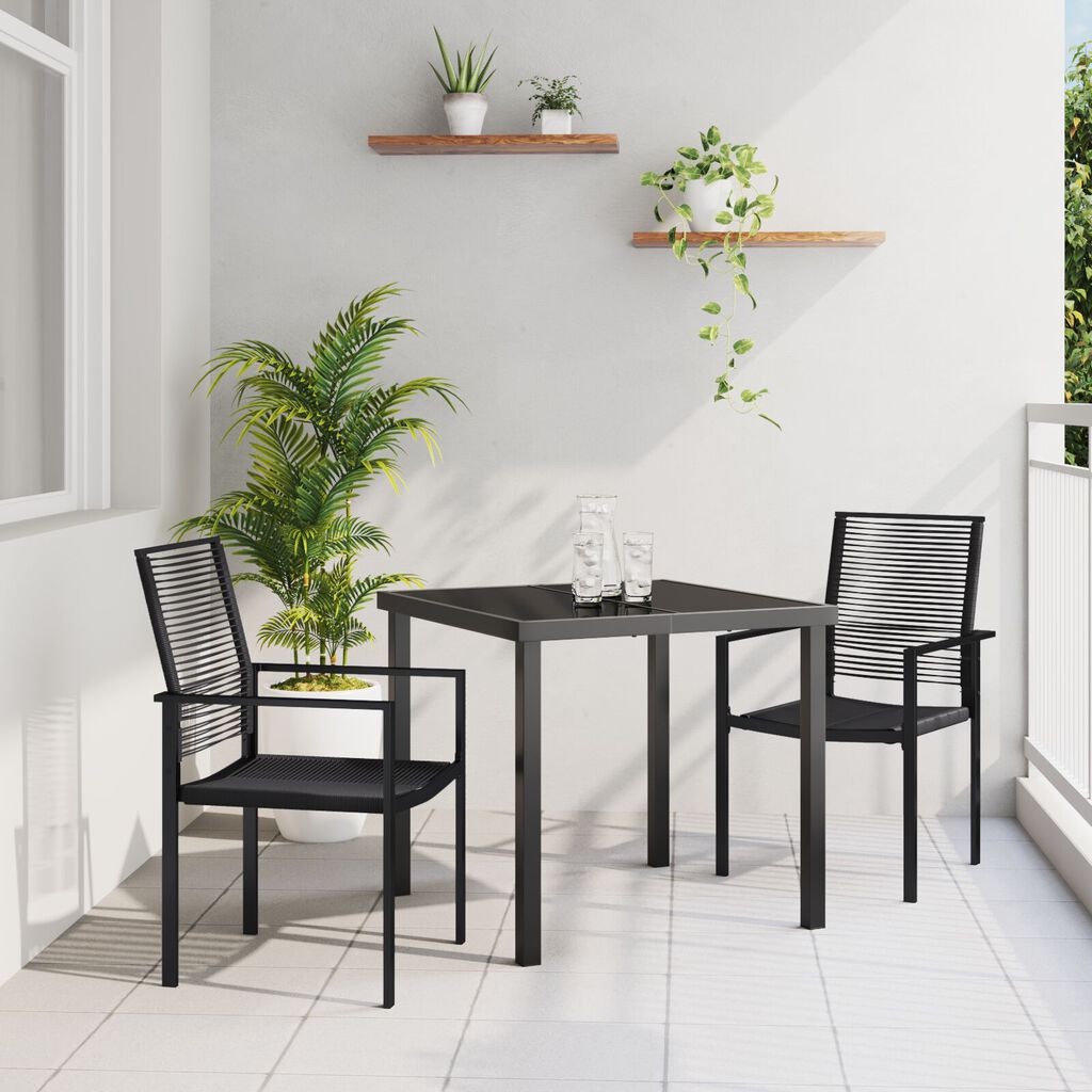 vidaXL 5 Τεμάχιο Σετ Τραπεζαρίας Κήπου Μαύρο PVC Ρατάν