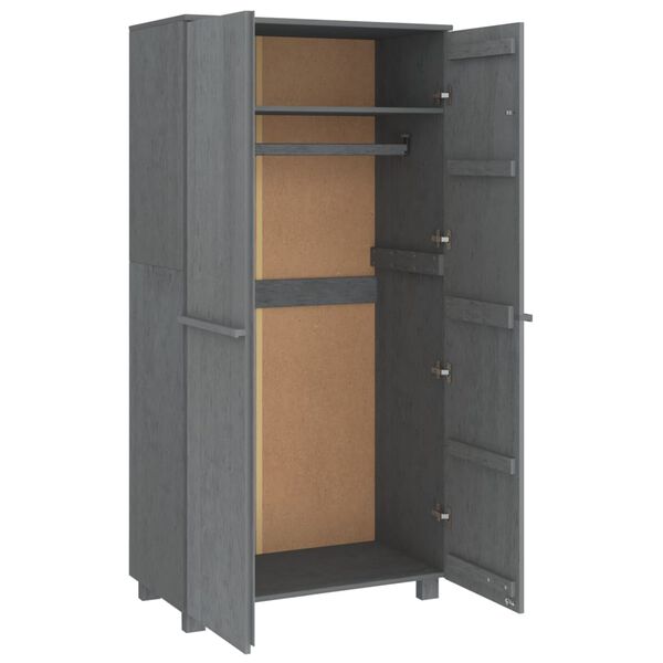 vidaXL Ντουλάπα HAMAR Σκ. Γκρι 89 x 50 x 180 εκ. από Μασίφ Ξύλο Πεύκου