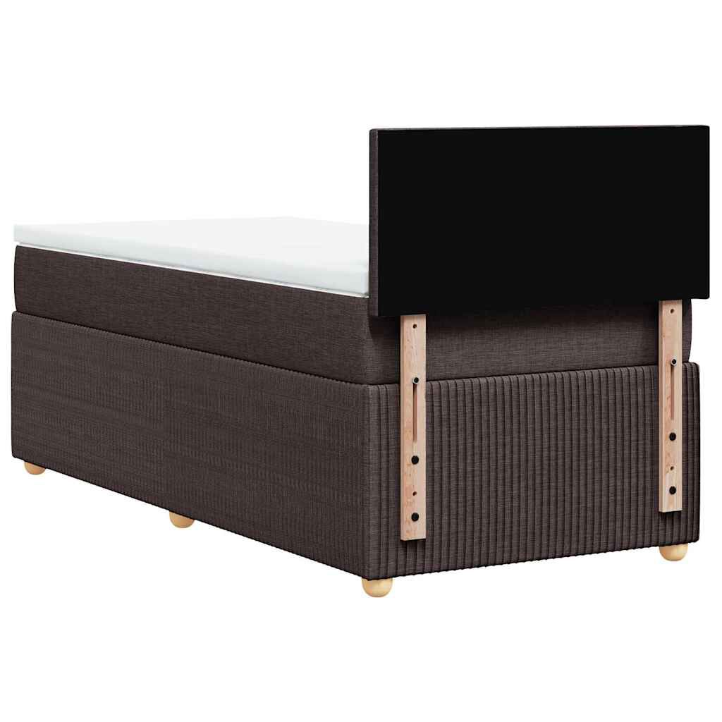 vidaXL Κρεβάτι Boxspring με Στρώμα Σκούρο Καφέ 90x190 εκ. Υφασμάτινο