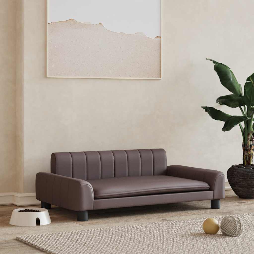 vidaXL Κρεβάτι Σκύλου Καφέ 90 x 53 x 30 εκ. από Συνθετικό Δέρμα