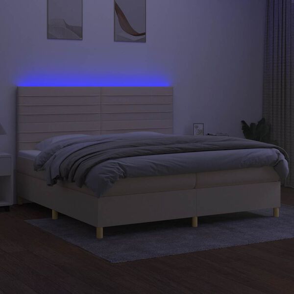 vidaXL &Kappa;&rho;&epsilon;&beta;ά&tau;&iota; Boxspring &mu;&epsilon; &Sigma;&tau;&rho;ώ&mu;&alpha; & LED &Kappa;&rho;&epsilon;&mu; 200x200 &epsilon;&kappa;. &Upsilon;&phi;&alpha;&sigma;&mu;ά&tau;&iota;&nu;&omicron;