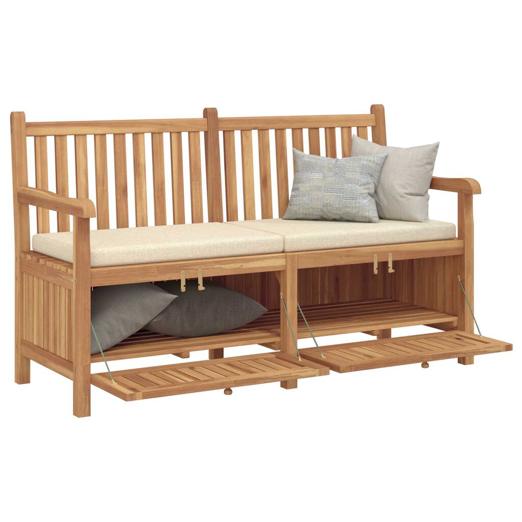 vidaXL Πάγκος Αποθήκευσης Κήπου Καφέ 150 x 60 x 90 εκ Μασίφ ξύλο teak