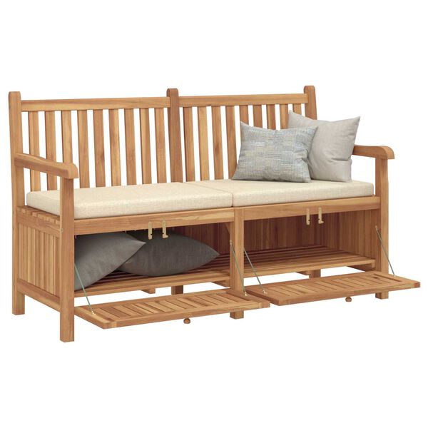 vidaXL Πάγκος Αποθήκευσης Κήπου Καφέ 150 x 60 x 90 εκ Μασίφ ξύλο teak