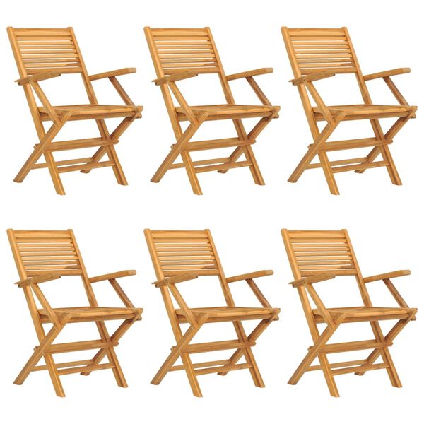 vidaXL Καρέκλες Κήπου Πτυσσόμενες 6 τεμ. 55x62x90 εκ. Μασίφ Ξύλο Teak
