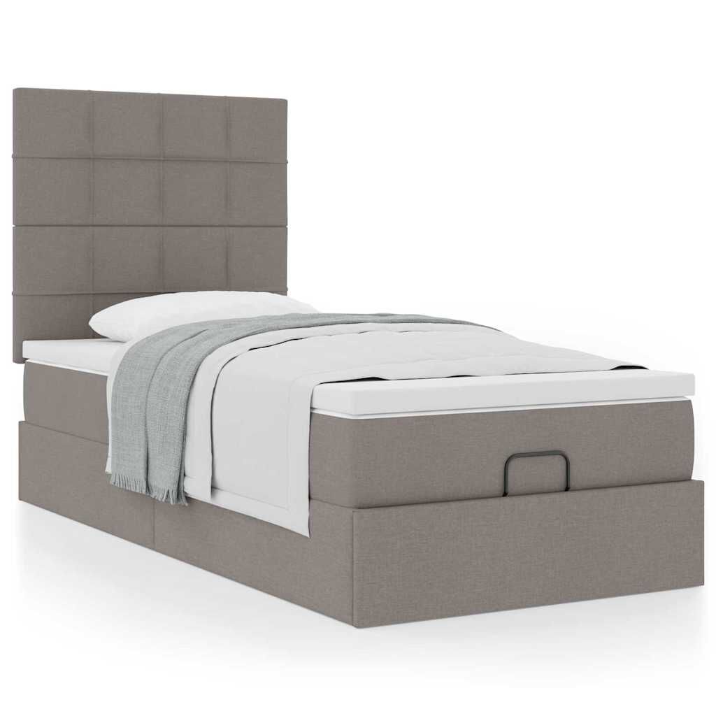 vidaXL Οθωμανικό κρεβάτι με στρώμα Taupe 100x200cm ύφασμα