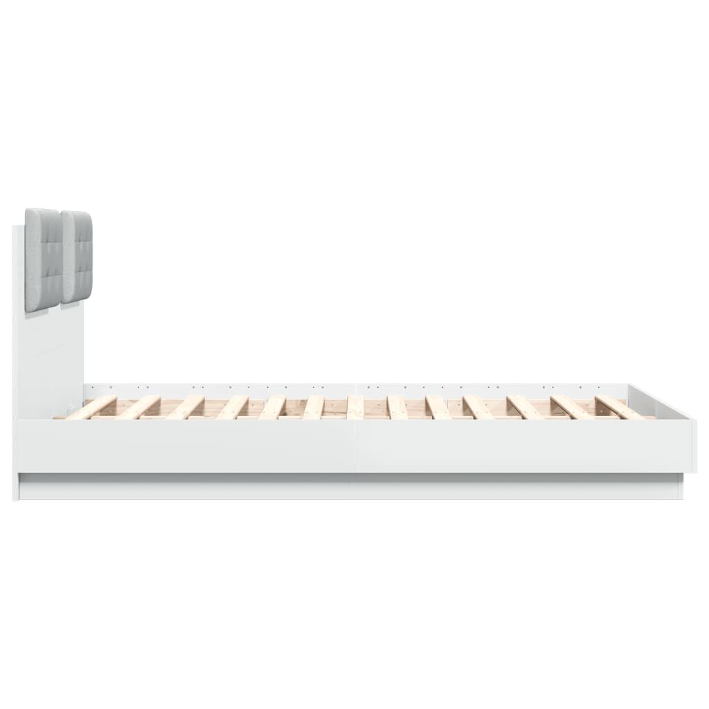 vidaXL Πλαίσιο Κρεβατιού με Κεφαλάρι / LED Λευκό 135 x 190 εκ.