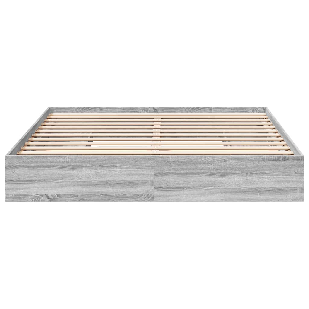 vidaXL Πλαίσιο Κρεβατιού με συρτάρια Γκρι sonoma 200x200εκ. Επεξ. Ξύλο