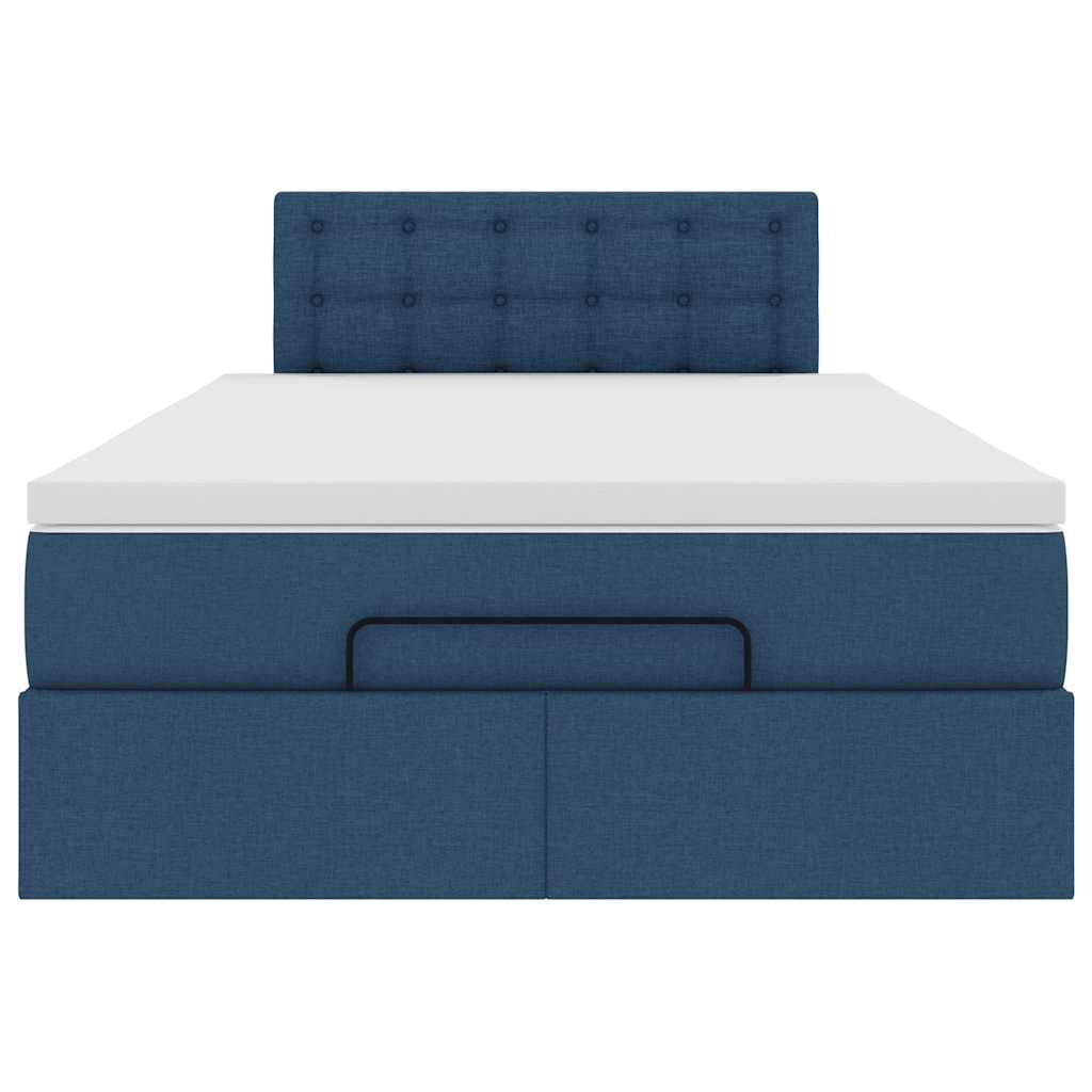 vidaXL Οθωμανικό κρεβάτι με στρώμα μπλε 120x200cm ύφασμα
