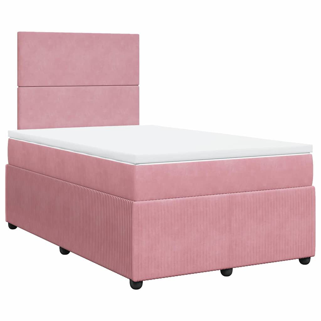 vidaXL Κρεβάτι Boxspring με Στρώμα Ροζ 120x200 εκ. Βελούδινο