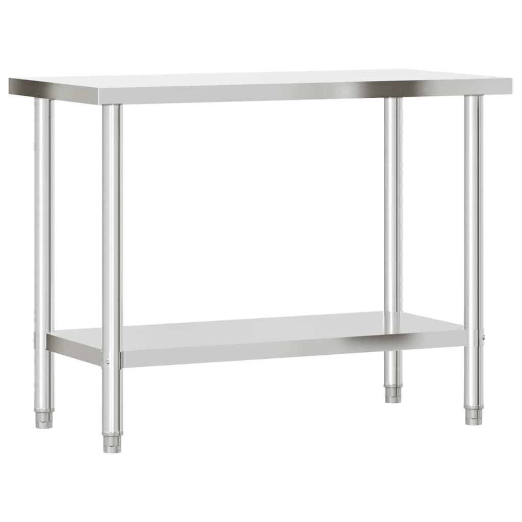 vidaXL Πάγκος Εργασίας Κουζίνας με Ράφι 110x55x150 εκ. Ανοξείδ. Ατσάλι