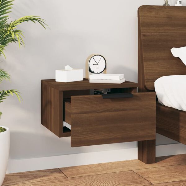 vidaXL Κομοδίνα Επιτοίχιο Καφέ Δρυς 34 x 30 x 20 εκ.
