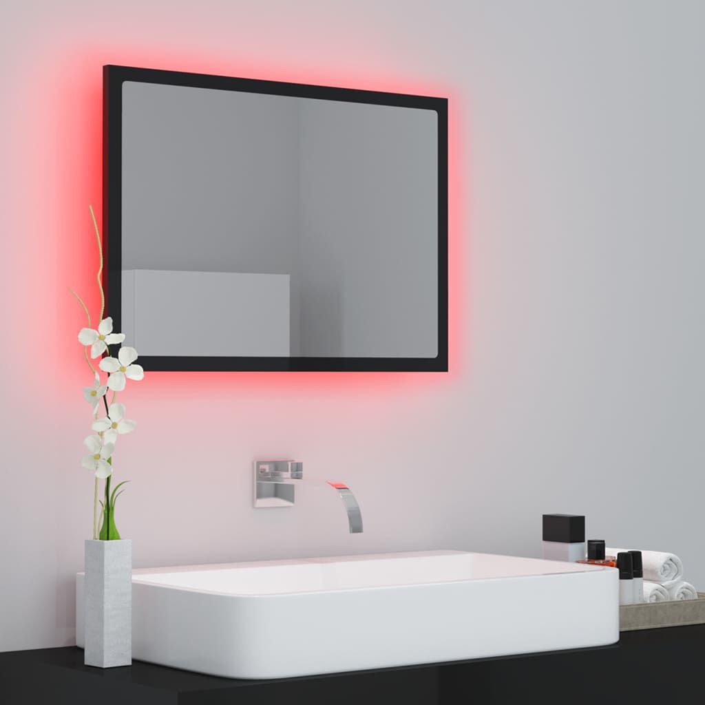 vidaXL Καθρέφτης Μπάνιου με LED Γυαλ. Μαύρο 60x8,5x37 εκ. Ακρυλικός