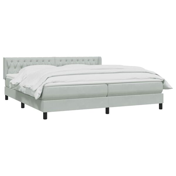 vidaXL Box Spring κρεβάτι με στρώμα ανοιχτό γκρι 180x220 cm Βελούδινο