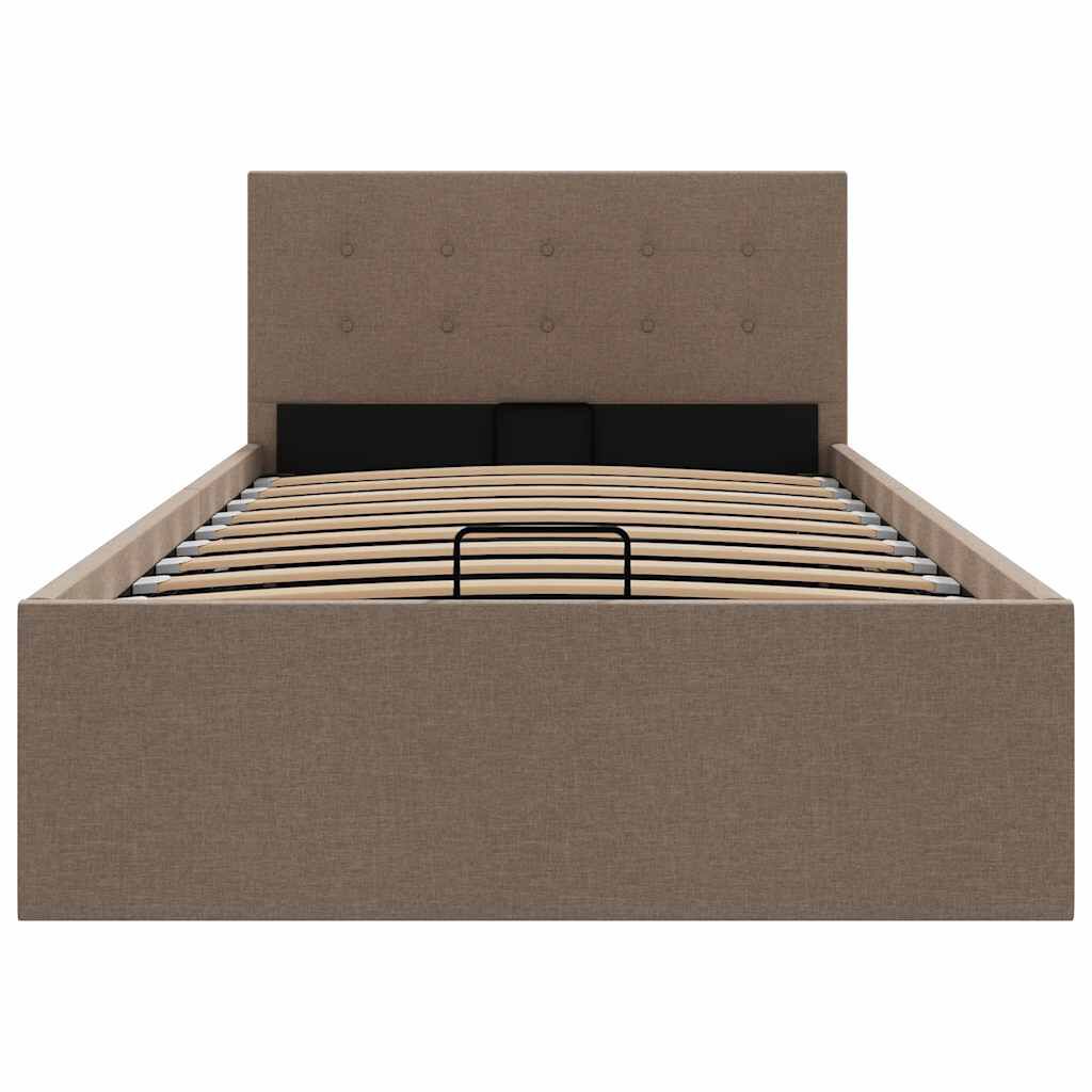 vidaXL Πλαίσιο Κρεβατιού με Αποθηκ. Χώρο Taupe 90x200 εκ. Υφασμάτινο