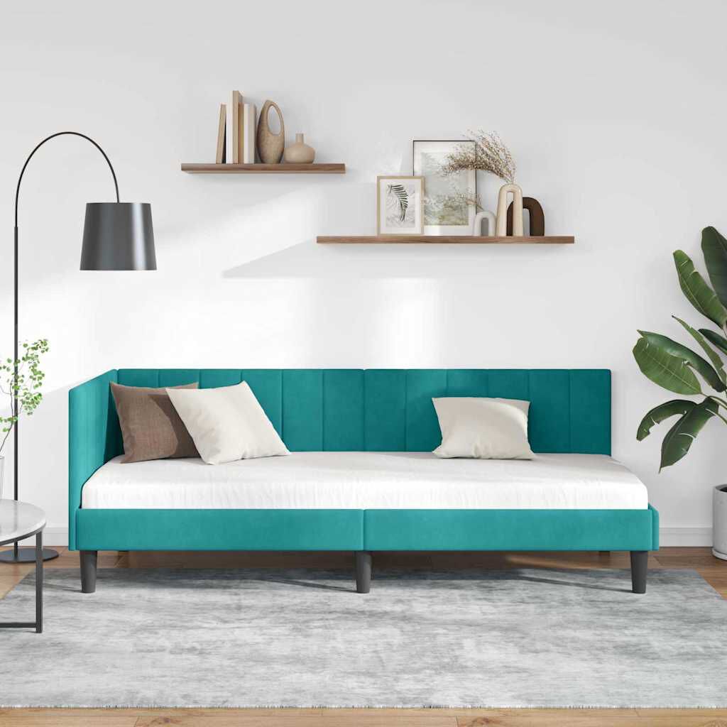 vidaXL Κρεβάτι Γωνίας με κεφαλάρι Τιρκουάζ 80 x 200 cm Βελούδο