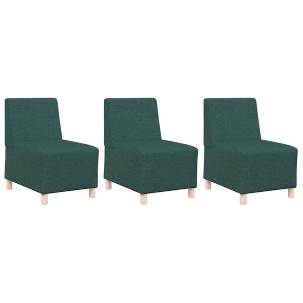 vidaXL Μοναδικός Καναπές χωρίς Χερούλια 3 pcs Σκούρο πράσινο