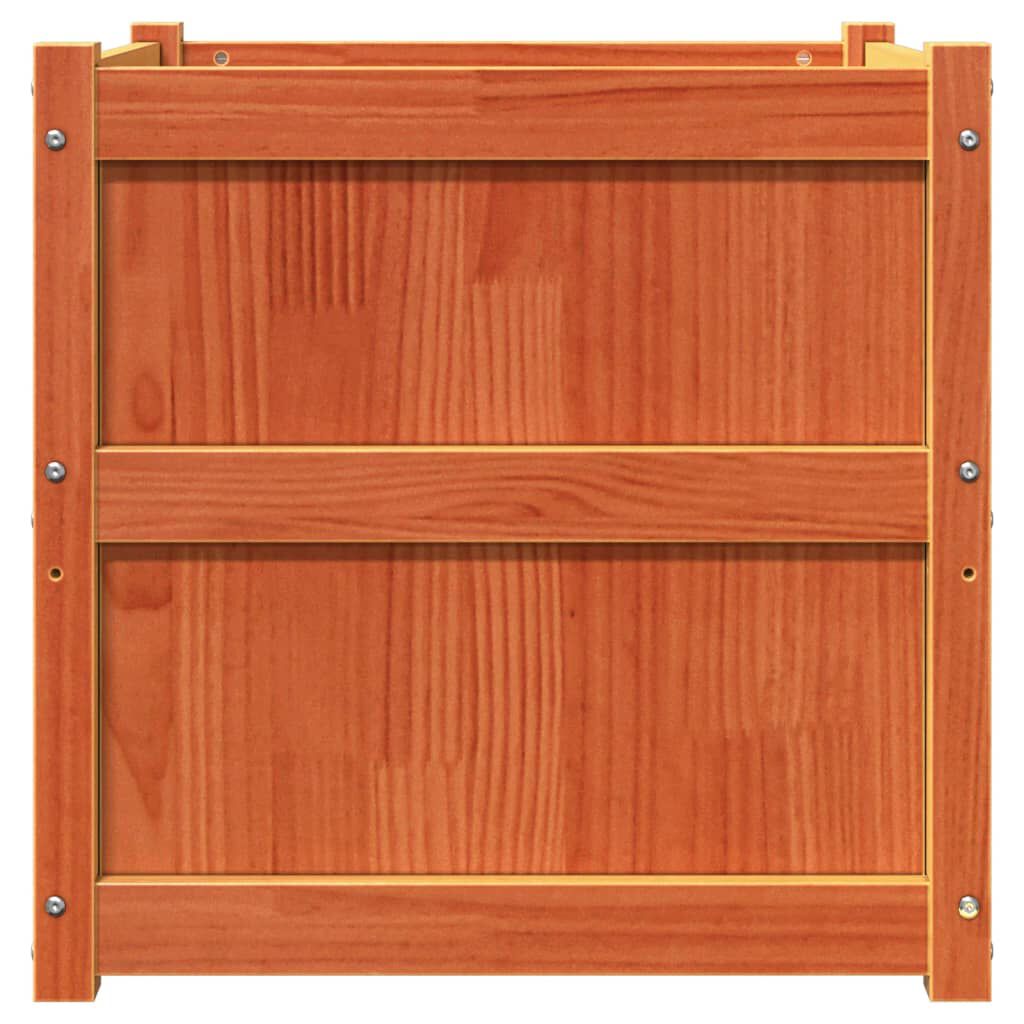 vidaXL Ζαρντινιέρα Καφέ Κεριού 60 x 60 x 60 εκ. από Μασίφ Ξύλο Πεύκου