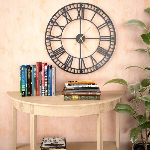vidaXL Ρολόι Τοίχου Vintage XXL 60 εκ. Μεταλλικό με Μηχανισμό Quartz