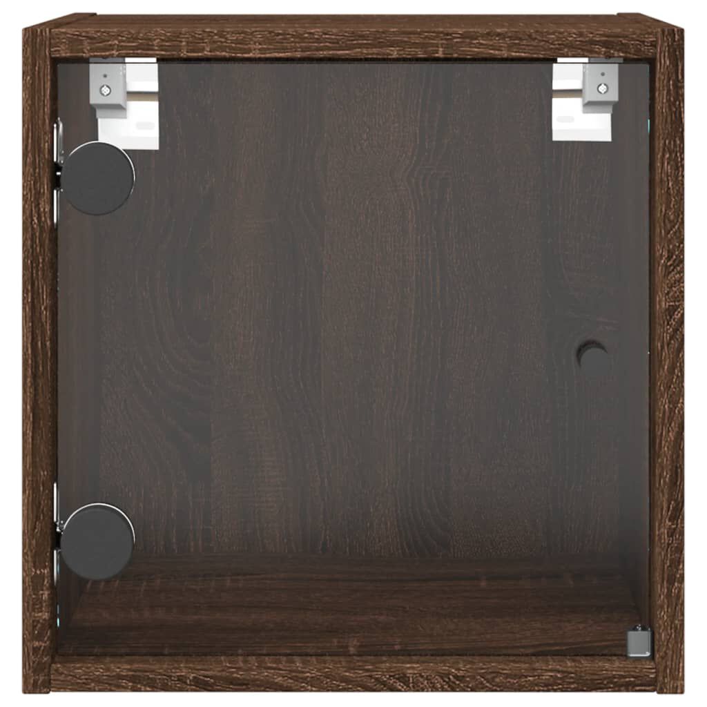 vidaXL Κομοδίνα 2 τεμ. Καφέ Δρυς 35x37x35 εκ. με Γυάλινες Πόρτες