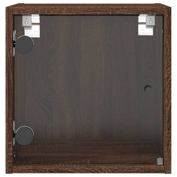 vidaXL Κομοδίνα 2 τεμ. Καφέ Δρυς 35x37x35 εκ. με Γυάλινες Πόρτες
