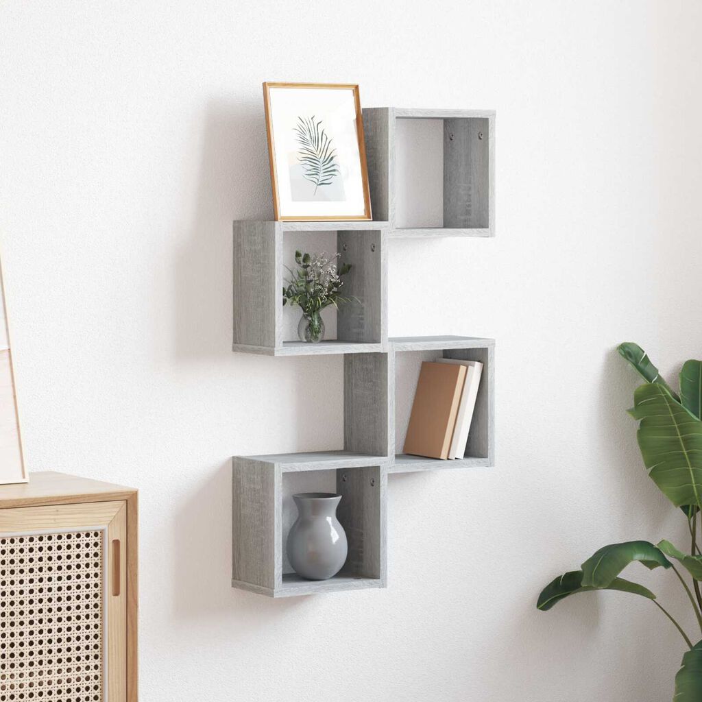 vidaXL Floating Ράφια Γκρι σονομά MDF Μεσαία Επιτοίχια Floating Ράφια