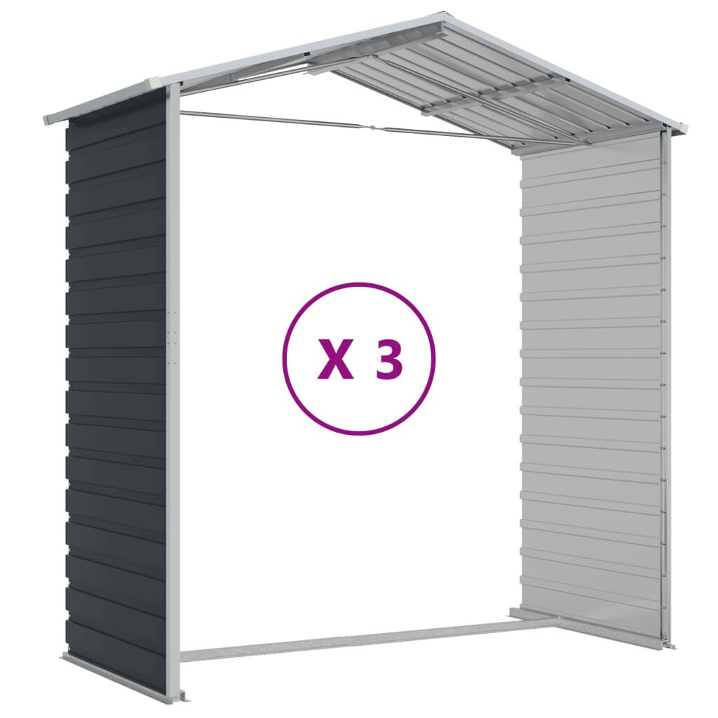 vidaXL Αποθήκη Κήπου Ανθρακί 191x300x198 εκ. Γαλβανισμένο Ατσάλι