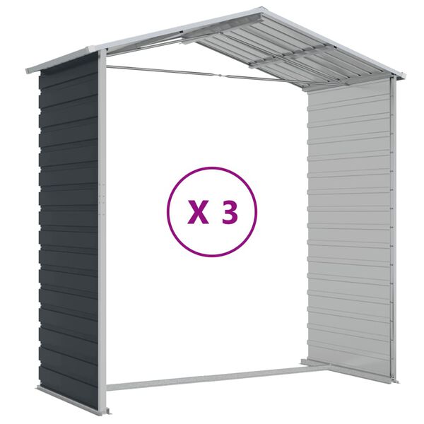vidaXL Αποθήκη Κήπου Ανθρακί 191x300x198 εκ. Γαλβανισμένο Ατσάλι