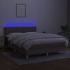 vidaXL &Kappa;&rho;&epsilon;&beta;ά&tau;&iota; Boxspring &mu;&epsilon; &Sigma;&tau;&rho;ώ&mu;&alpha; & LED Taupe 140x190 &epsilon;&kappa;. &Upsilon;&phi;&alpha;&sigma;&mu;ά&tau;&iota;&nu;&omicron;