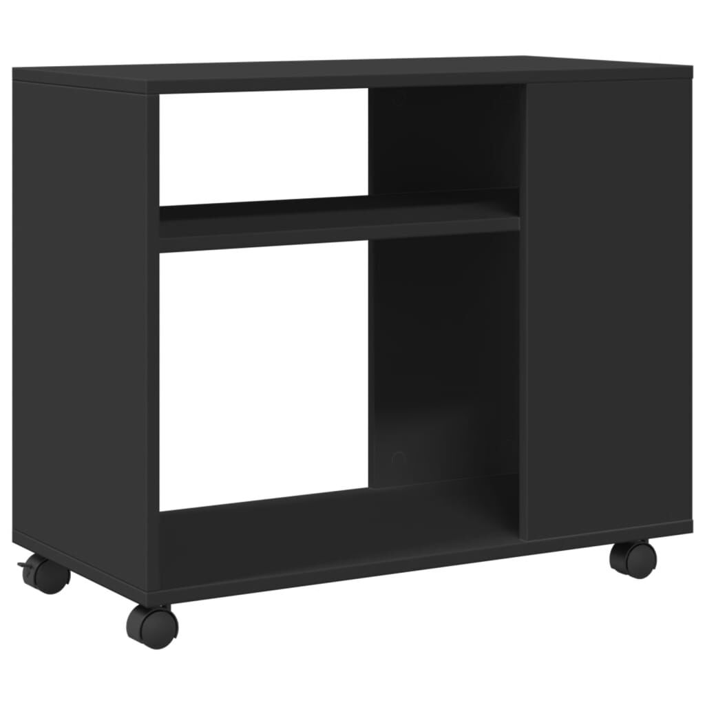 vidaXL Βοηθητικό Τραπέζι με Ρόδες Μαύρο 70x35x60 εκ. Επεξ. Ξύλο