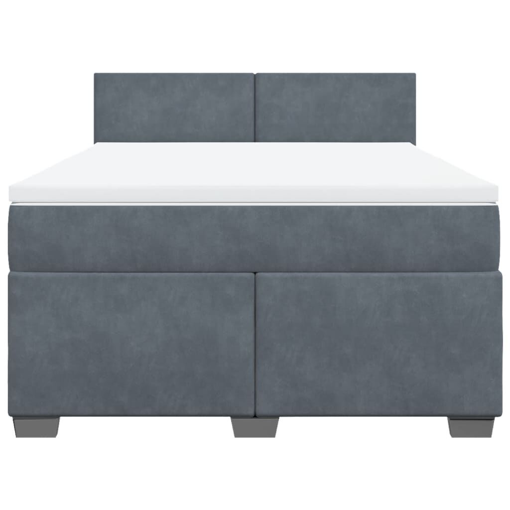 vidaXL Κρεβάτι Boxspring με Στρώμα Σκούρο Γκρι 140x190 εκ. Βελούδινο