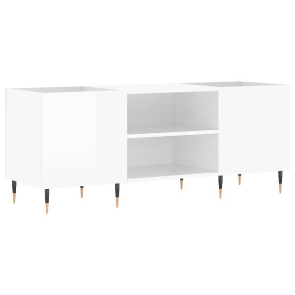 vidaXL Δισκοθήκη Γυαλιστερή Λευκή 121x38x48 εκ. από Επεξεργασμένο Ξύλο