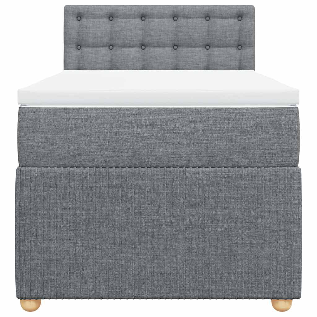 vidaXL Κρεβάτι Boxspring με Στρώμα Ανοιχτό Γκρι 90x200 εκ. Υφασμάτινο