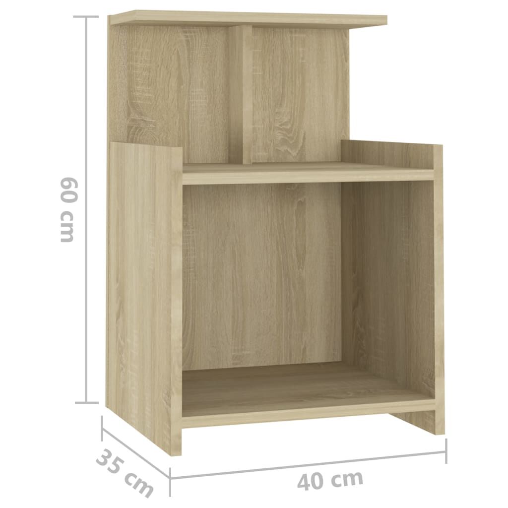 vidaXL Κομοδίνα 2 τεμ. Sonoma Δρυς 40 x 35 x 60 εκ. από Επεξ. Ξύλο