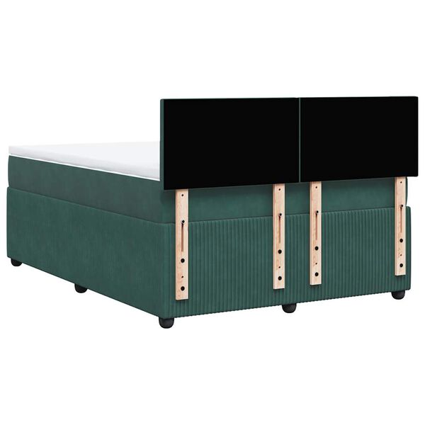 vidaXL Κρεβάτι Boxspring με Στρώμα Σκούρο Πράσινο 140x200εκ. Βελούδινο