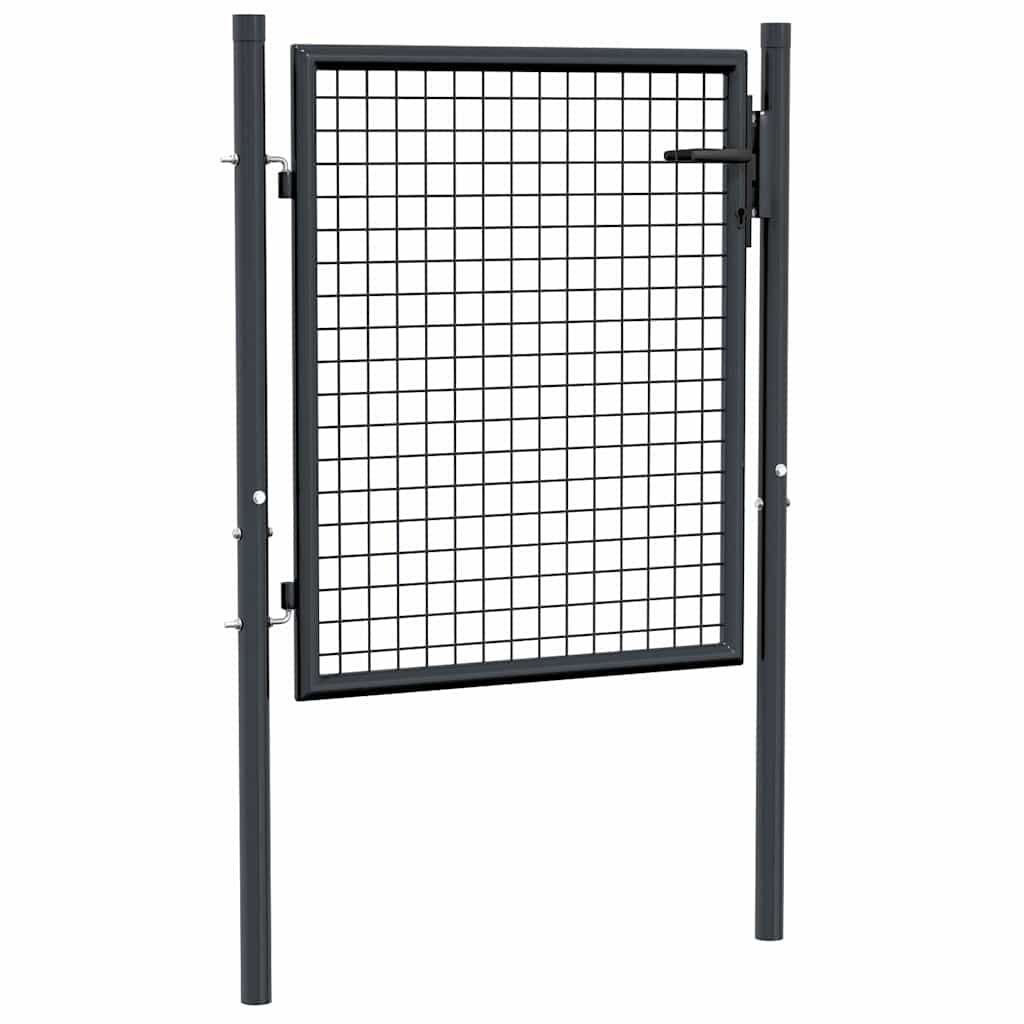 vidaXL Πόρτα Περίφραξης με Πλέγμα Γκρι 100 x 125 εκ. Γαλβαν. Χάλυβας