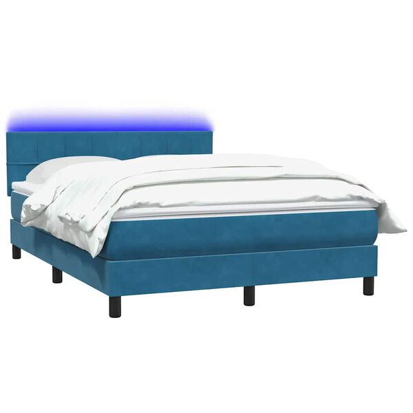 vidaXL &Kappa;&rho;&epsilon;&beta;ά&tau;&iota; Boxspring &mu;&epsilon; &Sigma;&tau;&rho;ώ&mu;&alpha; & LED &sigma;&kappa;&omicron;ύ&rho;&omicron; &mu;&pi;&lambda;&epsilon; 160x220 cm &Beta;&epsilon;&lambda;&omicron;ύ&delta;&iota;&nu;&omicron;