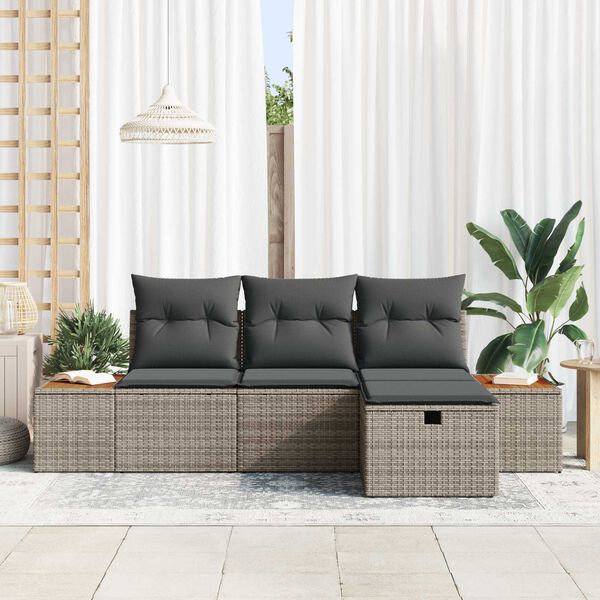 vidaXL Σετ Καναπέ Κήπου 4 pcs Γκρι 55 x 62 x 69 εκ Πολυ ράταν
