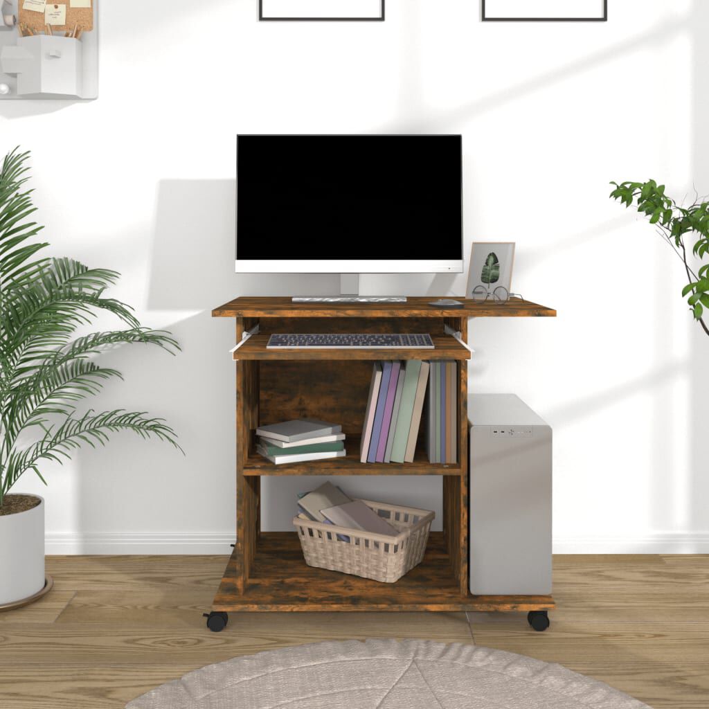 vidaXL Γραφείο Υπολογιστή Καπνιστή Δρυς 80x50x75 εκ. από Επεξεργ. Ξύλο