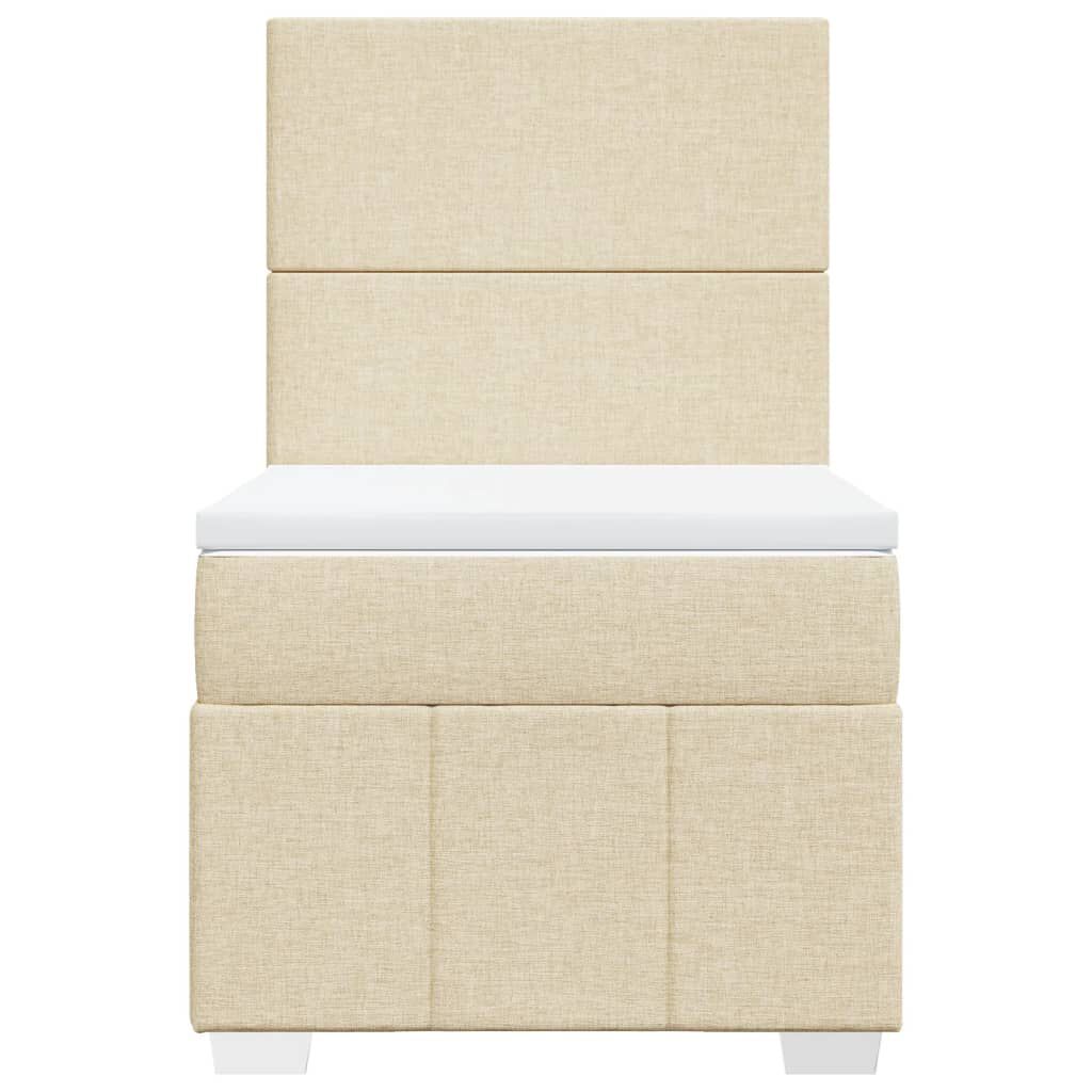 vidaXL Κρεβάτι Boxspring με Στρώμα Κρεμ 90x190 εκ.Υφασμάτινο