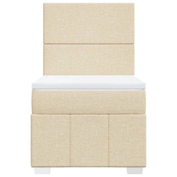 vidaXL Κρεβάτι Boxspring με Στρώμα Κρεμ 90x190 εκ.Υφασμάτινο