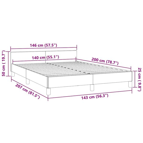 vidaXL Σκελετός Κρεβατιού Χωρίς Στρώμα Μαύρο 140x200 εκ. Βελούδινο