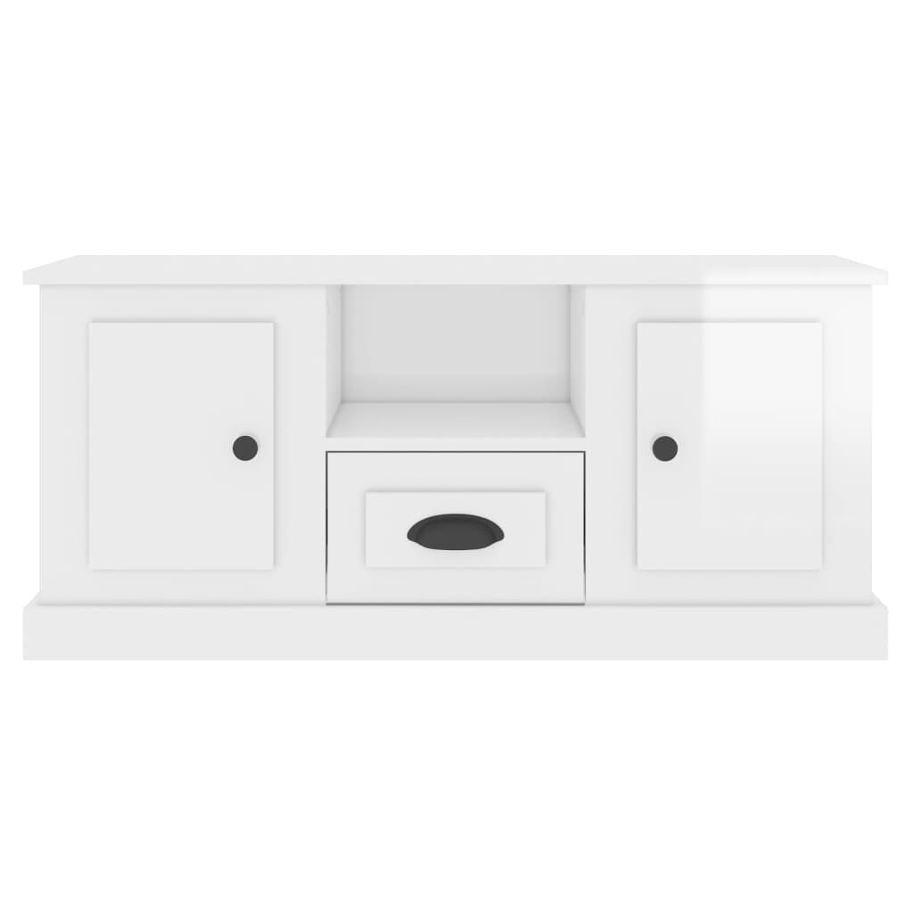 vidaXL Έπιπλο Τηλεόρασης Γυαλ. Λευκό 100x35,5x45εκ. Επεξεργασμένο Ξύλο