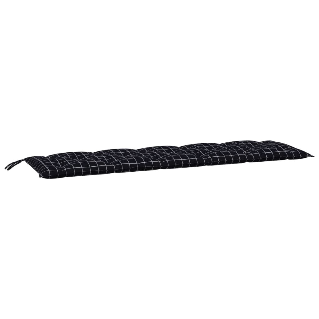 vidaXL Μαξιλάρι Πάγκου Κήπου Μαύρο Καρό 180x50x7 εκ. Ύφασμα Oxford